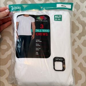 Fruit of the Loom White Tall Man Crew T-Shirts 3-Pack
